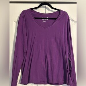 Hanes Women's Vivid Purple Long Sleeve Top